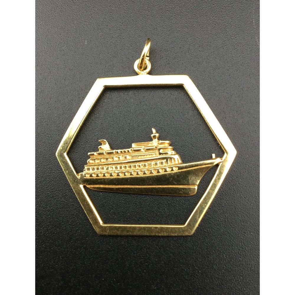 14KP Sun Viking Cruise Ship Gold Pendant